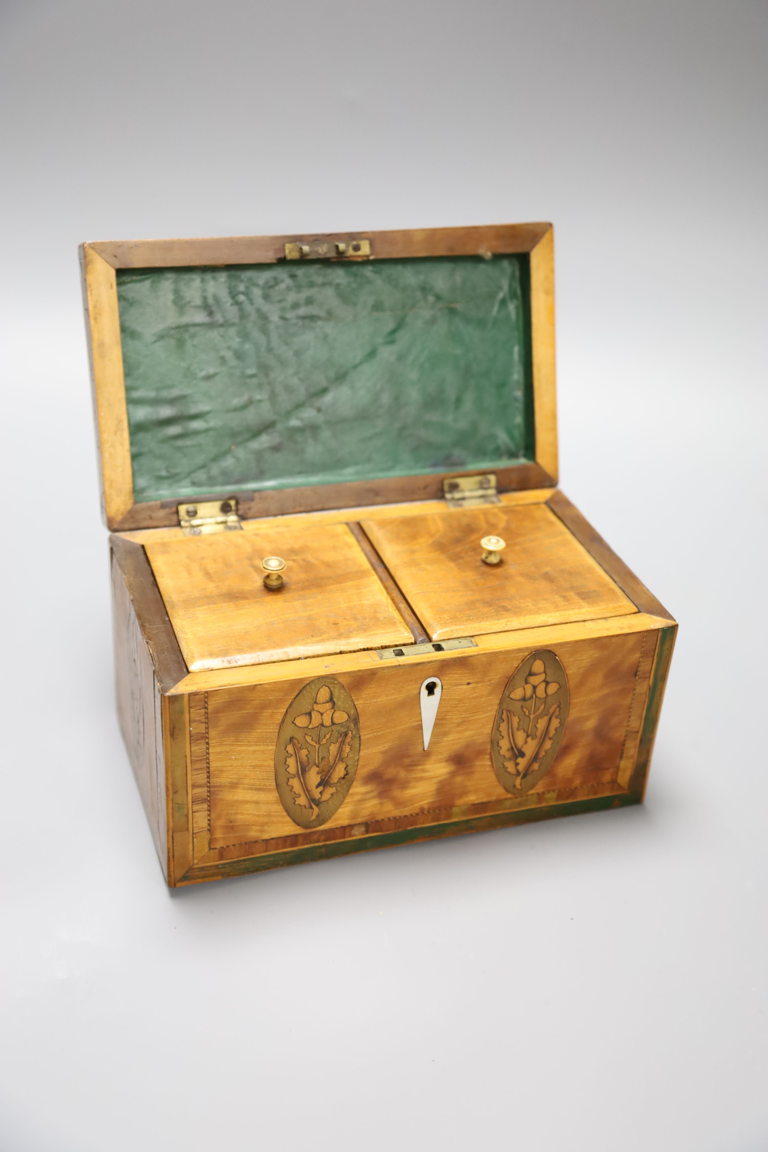 Two George III marquetry tea caddies, longest 20cm